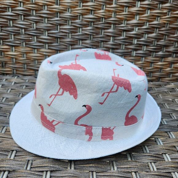 100% Paper Fedora Light Weight Hat Pink Flamingos Design Sz 59 (Medium) Summer - Picture 4 of 8